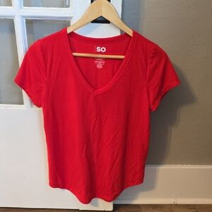 SO Women's Bright Red V-Neck Tee